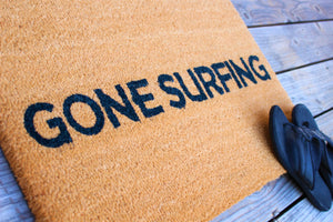 Gone Surfing Coir Front Door Mat 18x30 Inch