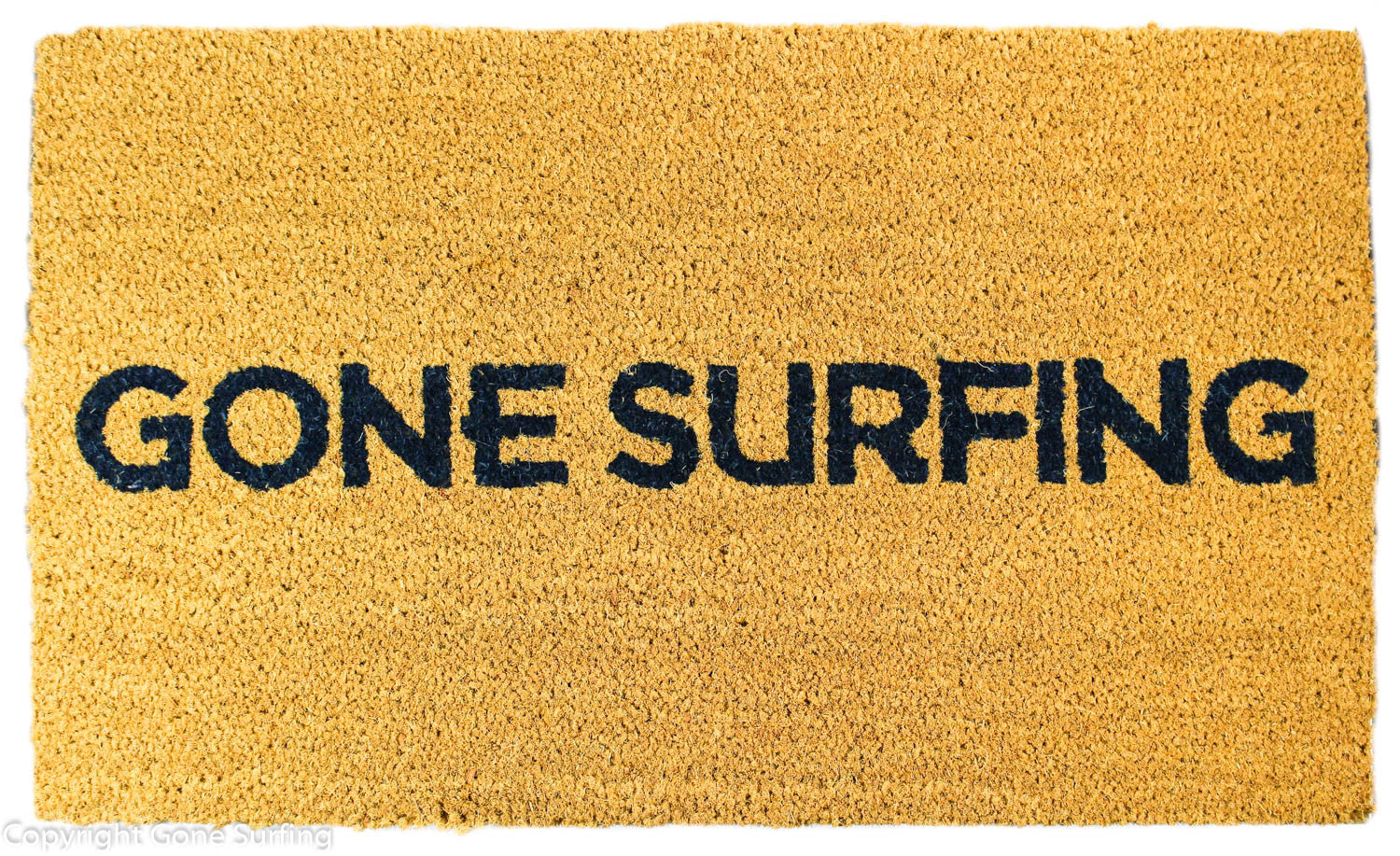 Gone Surfing Company Trademarked Doormat Navy Blue Dye with Gone Surfing in capitals across mat